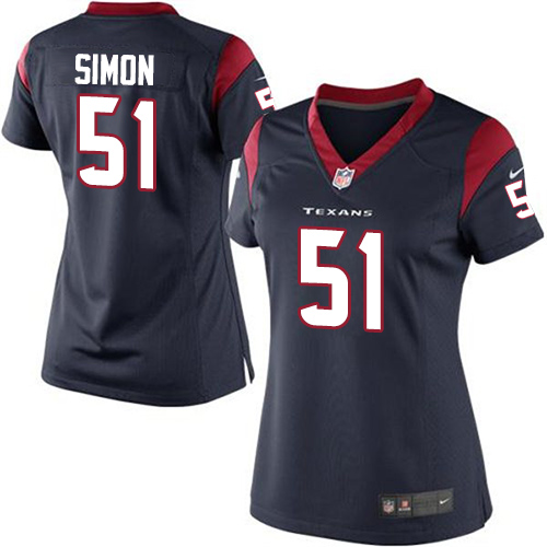 Women's Elite John Simon Nike Jersey Navy Blue Home - #51 NFL Houston Texans